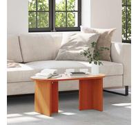 Kaloriko Table Basse en Bois de pin Massif Brun Cire 80 x 39,5 x 35 cm Design Ovale pour Salon séjour intérieur Meuble Console Plateau Rangement élégant