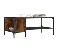 Kaloriko Table Basse en Bois d'ingénierie chêne fumé 100x51x40 cm avec Support et étagère, Meuble de Salon Industriel en métal pour Rangement, Console, Bout canapé et Espace organisé