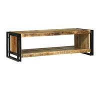 Kaloriko Table Basse Marron en Bois de Mangue Massif avec Cadre métal, 120 x 50 x 38 cm, Meuble de Salon avec Plateau et Rangement Pratique, Style Moderne intérieur Maison Appartement