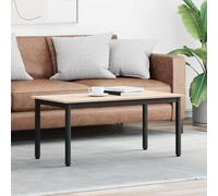 Kaloriko Table Basse Naturel en Bois de pin Massif 100 x 50 x 45 cm avec Pieds en métal, Meuble Design Industriel pour Salon, séjour ou Appartement, Plateau Robuste et Rangement Polyvalent
