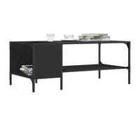 Kaloriko Table Basse Noire en Bois d'ingénierie 100x51x40 cm avec Rangement, Support latéral, étagère, Cadre métal Durable pour Salon, Meuble Console Design Industriel