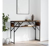 Kaloriko Table Console chêne fumé 105x30x75 cm avec étagère, Cadre métal Industriel, Meuble de Rangement pour Salon entrée Couloir Bureau, Support Stable et Espace organisé