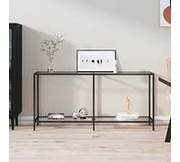 Kaloriko Table Console en Verre trempé Transparent 160x35x75,5 cm avec étagère, Table d’appoint pour Salon Bureau Chambre, Meuble, Support pour Rangement Moderne Design