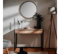 Kaloriko Table Console Finori Denver 44 en chêne Artisanal et Gris Anthracite, Style Industriel, 100 x 35 x 75 cm, 2 tiroirs avec Rangement, Cadre MDF Robuste pour entrée Salon Bureau