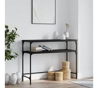 Kaloriko Table Console Noir en Bois d'ingénierie et métal 100 x 35,5 x 75 cm avec Rangement, Pieds réglables, Support Stable pour entrée, Salon, Bureau, déco Moderne Industrielle