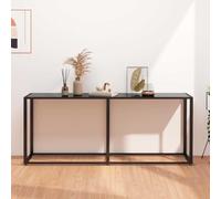 Kaloriko Table Console Noire en Verre trempé et Acier 180x35x75,5 cm, Table d'appoint pour Salon, Chambre, Bureau, avec Plateau Robuste et Design Moderne, Rangement Pratique et