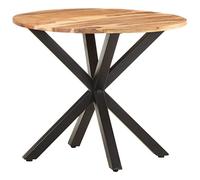 Kaloriko Table d'appoint Bois d'acacia Massif 68x68x56 cm, Pieds en Fer Enduit Poudre, Support Salon et Chambre, Console Industrielle pour Rangement et décoration Moderne Vintage