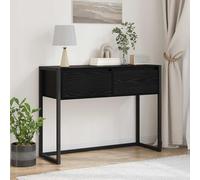Kaloriko Table d'appoint chêne Noir 100 x 36 x 75 cm en Bois d'ingénierie avec tiroir, Console Industrielle pour Salon, Bureau, Chambre, Coin, Rangement et décoration Moderne