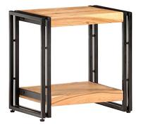 Kaloriko Table d'appoint en Bois d'acacia Massif 40x30x40 cm avec étagère, Console Industrielle pour Salon Chambre Bureau Coin, Plateau Robuste et Rangement