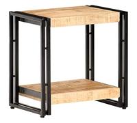 Kaloriko Table d'appoint en Bois de manguier Brut 40x30x40 cm avec étagère de Rangement, Style Industriel pour Salon, Chambre, Bureau, Console Multifonction, Meuble Vintage Robuste