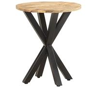 Kaloriko Table d'appoint en Bois de manguier Massif, 48x48x56 cm, Pieds en Fer Enduit de Poudre, Meuble de Rangement Industriel pour Salon, Chambre, Bureau, Console Pratique et décorative