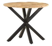 Kaloriko Table d'appoint en Bois de manguier Massif 68x68x56 cm avec Pieds en Fer, Console Industrielle pour Salon, Chambre, Bureau, Rangement et décoration Vintage Moderne