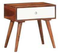 Kaloriko Table d'appoint en Bois Massif d'acacia 45x30x45 cm avec tiroir de Rangement, Plateau Stable pour Salon, Chambre, Bureau, Style Moderne Vintage, Console gigogne Pratique et Durable