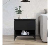 Kaloriko Table d'appoint Noir en Bois d’ingénierie 50x46x50 cm avec tiroir et étagère, Meuble Industriel pour Salon Bureau Chambre, Console Rangement décorative Moderne Pratique