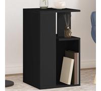 Kaloriko Table d'appoint Noir en Bois d'ingénierie 35x35x60 cm avec étagères, Rangement Pratique pour Salon et Chambre, Meuble Console Design Industriel Stable et Fonctionnel