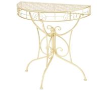 Kaloriko Table d'appoint Vintage Demi-Ronde en métal doré 72x36x74 cm, Console élégante pour Salon, Chambre, entrée, Rangement Pratique, Design Industriel Moderne, Support déco