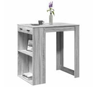 Kaloriko Table de Bar Sonoma Gris en Bois d ingénierie 102 x 70 x 103,5 cm avec tiroir, 2 étagères, Meuble Salle Cuisine Salon séjour Gain Place pour Repas et réception