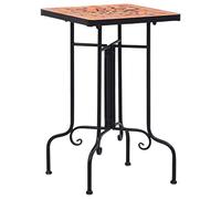 Kaloriko Table de Bistro mosaïque Terre Cuite et céramique, Support tuteur en Fer, 35 x 35 x 56 cm, pour Balcon terrasse Jardin, Cache-Pot Plante Fleur grimpante décor extérieur