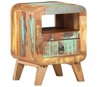 Kaloriko Table de Chevet en Bois de récupération Massif 30x30x41 cm avec tiroir Rangement pour Chambre, Salon, entrée, Style Industriel Naturel