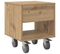 Kaloriko Table de Chevet en Bois d'ingénierie chêne Artisanal 40,5 x 40 x 48 cm Meuble de Rangement avec tiroir et étagère pour Chambre Salon Bureau Design Moderne Minimaliste
