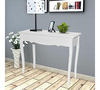 Kaloriko Table de Console et Coiffeuse Blanc en MDF et Bois de pin 100x35x78 cm avec tiroir Rangement et Support Mural Design Compact pour Salon Chambre Bureau entrée