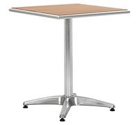 Kaloriko Table de jardin argentée 60 x 60 x 70 cm en aluminium avec lamelles WPC résistante aux intempéries, robuste, légère pour terrasse, balcon, extérieur, camping, pique-nique, table d'appoint
