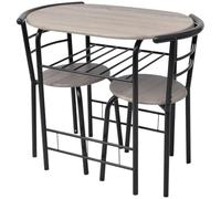 Kaloriko Table de petit-déjeuner en MDF avec cadre en fer 80 x 53 x 74 cm, 2 tabourets de bar pour salle à manger et bistrot, ensemble de meubles peu encombrants pour petit-déjeuner, dîner et repas