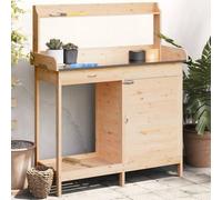 Kaloriko Table de rempotage en Bois Massif de Sapin avec Armoire, Dessus recouvert de Zinc, tiroir et Crochets, Support tuteur pour Jardin, Balcon, terrasse et Serre, Charge 50 kg