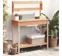 Kaloriko Table de rempotage Marron en Bois Massif de Sapin avec évier Amovible, Dessus Extensible 147,5 x 44 x 139,5 cm, étagère ventilée, Rangement pour Jardin terrasse Balcon Serre