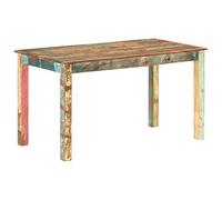 Kaloriko Table de Salle à Manger en Bois Massif de récupération 140 x 70 x 76 cm Style Antique pour Repas Famille Cuisine Salon séjour Finition polie Peinte laquée Meuble rectangulaire