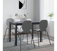 Kaloriko Table de Salle à Manger Noire en Bois Massif 114 x 71 x 75 cm, Cadre en hévéa, Plateau MDF, Finition polie Peinte et laquée pour Cuisine, Salle à Manger, séjour, Repas Familial