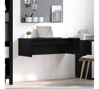 Kaloriko Table murale noire aspect chêne - 100 x 45 x 30 cm - En bois - Bureau PC avec étagère - Secrétaire pour ordinateur portable et gaming - Peu encombrant - Utilisation ergonomique
