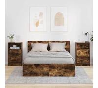Kaloriko Tables de Chevet avec tiroir en Bois d'ingénierie chêne fumé 40 x 30 x 67 cm 2 pcs, Meubles de Rangement avec étagère Stable pour Chambre, Salon, dortoir Adulte et Enfant