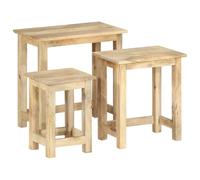 Kaloriko Tables gigognes 3 pièces en Bois Solide de manguier Massif, Ensemble Table d'appoint, Chevet, Console avec Plateau laqué, pour Salon Chambre Bureau décoration Vintage