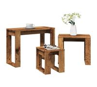 Kaloriko Tables gigognes en Bois d'ingénierie Finition Vieux Bois 3 pièces avec Plateau Stable pour Salon Chambre Bureau, Support Rangement, Design Moderne Vintage Fonctionnel