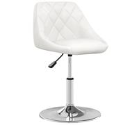 Kaloriko Tabouret de Bar Blanc en Similicuir, Chaise pivotante réglable en Hauteur avec Dossier, Acier chromé, Assise 44 x 46 cm, siège 62,5 à 77,5 cm, pour Cuisine, comptoir, bistrot et café
