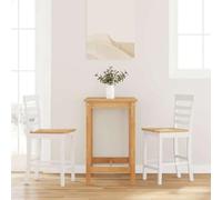 Kaloriko Tabourets de Bar 2 pièces Blanc en Bois Massif d'hévéa, Tabouret Chaise Fauteuil siège Mange Debout bistrot, Assise Bar comptoir, Dossier Ergonomique pour Cuisine, Salon, îlot Central