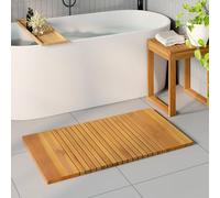 Kaloriko Tapis de Bain Marron en Bois d'acacia Massif 100 x 55 cm, caillebotis ventilé avec Finition huilée, antidérapant pour Douche, Salle de Bain, Balcon, Usage intérieur extérieur Durable