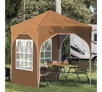 Kaloriko Tente de fête Pop-up Beige 192 x 192 x 245 cm en Tissu Oxford 210D, auvent abri tonnelle pergola chapiteau Pliant avec 2 parois, Protection Pluie Soleil UV pour Jardin terrasse Patio