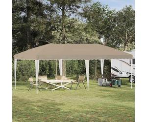 Kaloriko Tente de fête Pop-up crème 575 x 290 x 245 cm, Barnum Pliant en Acier Enduit de Poudre, Toile 210D, Protection Soleil Pluie, réglable 3 Niveaux, Jardin terrasse