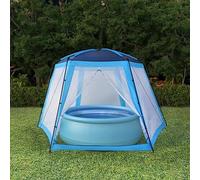 Kaloriko Tente de Piscine Bleu en Tissu avec revêtement PA 500 x 433 x 250 cm, parois en Maille, résistante aux UV, pour Piscine Ronde Jusqu a 300 cm, abri de Jardin et Coin détente
