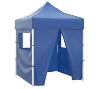 Kaloriko Tente de réception Pliable 2 x 2 m Bleu en Acier, auvent abri avec 4 parois, Toile Oxford 600D, Protection UV Pluie, pour Jardin terrasse Patio Balcon, Montage Rapide, 8 piquets