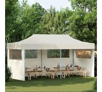 Kaloriko Tente de réception Pliable crème 3 x 6 m Barnum tonnelle auvent, Toit Oxford PVC 100%, Acier thermolaqué, 4 fenêtres, Montage Facile pour Jardin terrasse événement