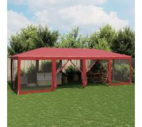 Kaloriko Tente de réception Rouge 8 x 4 m en PEHD avec 12 parois latérales en Maille, Cadre en Fer, Toit résistant à l’Eau et aux UV, Barnum pour Jardin, terrasse, fête, Mariage, Barbecue