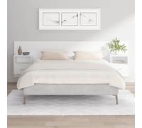 Kaloriko Tête de lit blanche avec tables de chevet intégrées, en bois durable, 160 cm de large, montage mural pour chambre à coucher, comprend deux étagères