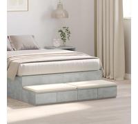 Kaloriko Tiroirs de lit Gris béton en Bois d'ingénierie 120 x 36,5 x 16,5 cm avec 4 tiroirs, Meuble de Rangement Minimaliste Durable, marchepied ou siège Polyvalent pour Chambre Adulte ou Enfant