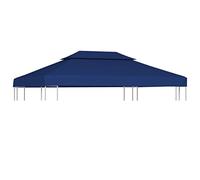 Kaloriko Toile de belvédère à 2 Niveaux Bleu, 4 x 3 m, 310 g m2, Polyester avec revêtement PVC, Toile de Remplacement résistante à l Eau pour pergola, pavillon, Jardin, terrasse