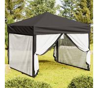 Kaloriko Tonnelle Pliante Anthracite 3x3 m avec parois, auvent de Jardin en Acier, Toile Oxford 210D et Anti UV, abri pour terrasse, Patio, Balcon et événements extérieurs