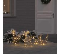Kaloriko Traineau Tire par Un Renne Blanc Chaud en rotin 53 x 28 x 33 cm avec 160 LED USB pour Decoration Interieure et exterieure Ambiance Fete Hiver