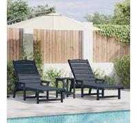 Kaloriko Transat 2 pièces Bleu Marine en polyéthylène 195,5 x 53 x 98,5 cm Dossier inclinable Fauteuil Bain de Soleil pour Jardin terrasse Piscine Confort et détente